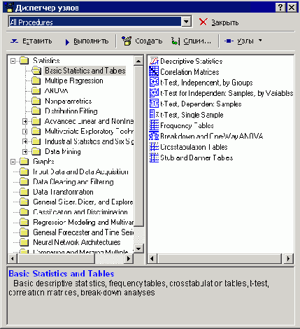 Средства анализа STATISTICA Data Miner